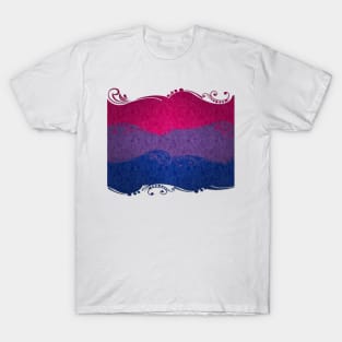 Fancy Swooped and Swirled Bisexual Pride Flag Background T-Shirt